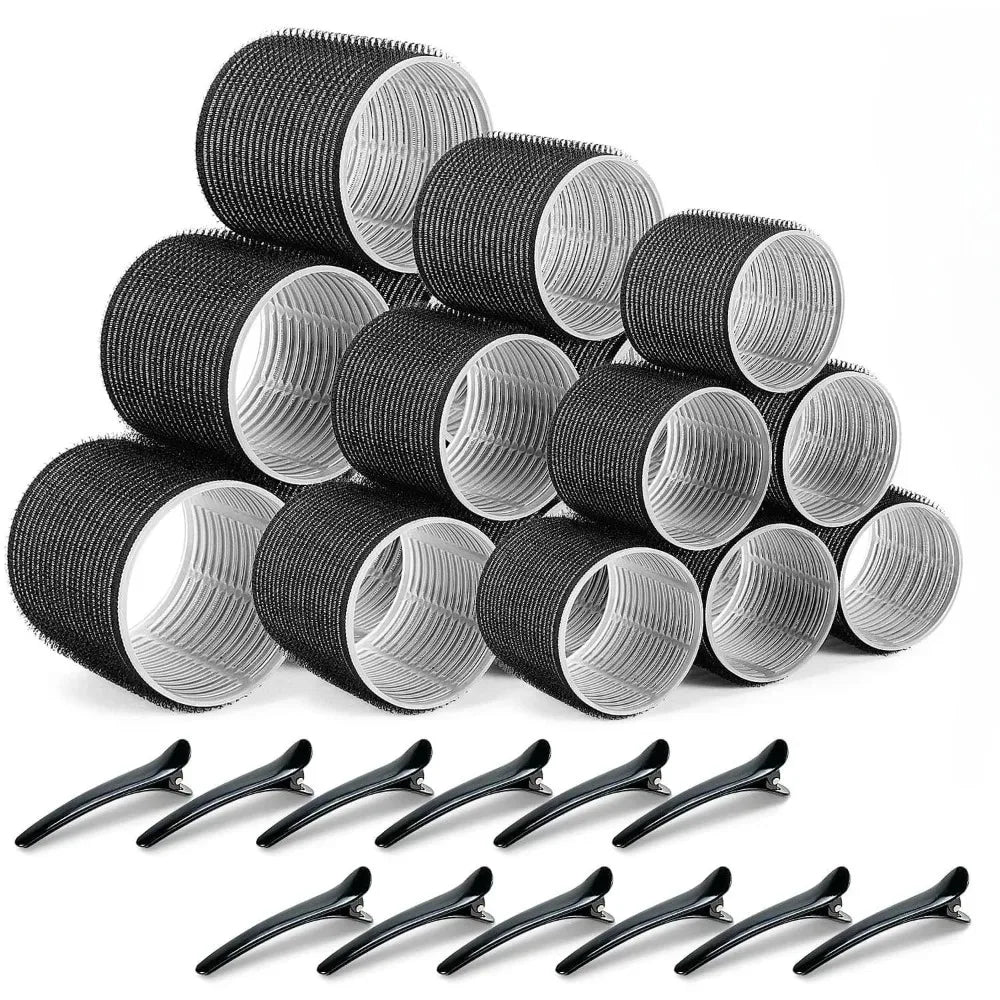 30pcs/Set Heatless Hair Styling Kit Self-Grip Rollers with 18pcs Hair Rollers and 12pcs Clips for DIY Hair Styling Easy To Use