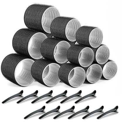 30pcs/Set Heatless Hair Styling Kit Self-Grip Rollers with 18pcs Hair Rollers and 12pcs Clips for DIY Hair Styling Easy To Use