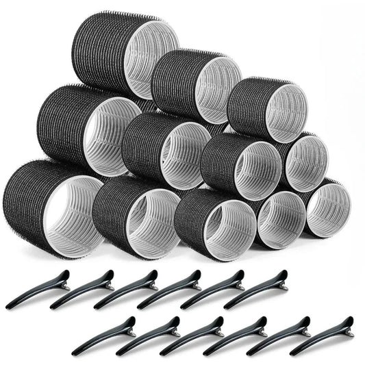 30pcs/Set Heatless Hair Styling Kit Self-Grip Rollers with 18pcs Hair Rollers and 12pcs Clips for DIY Hair Styling Easy To Use