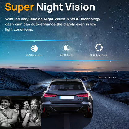 Dual Camera Car Dash Cam 1080P with IR Night Vision, Front and Rear Recording, Wide Angle & Loop Recording DVR