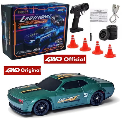 4WD Remote Control Desktop Car for Adults Kids 1/64 or 1/43 Mini Drift Racing High Speed RC Car with LED Lights Hobby Gift