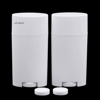2Pcs 75g PP Empty Deodorant Containers Twist-Up Refillable Plastic Bottles for DIY Natural Deodorant Stick Tube Cosmetics