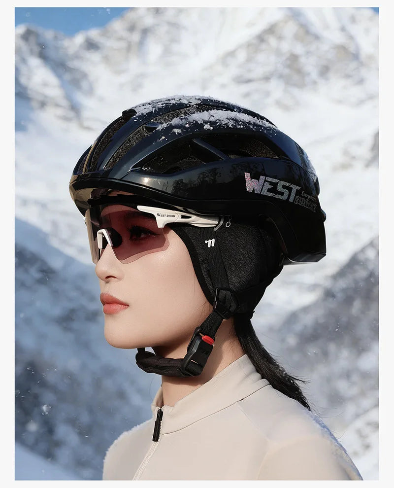 WEST BIKING Winter Fleece Cycling Cap Windproof Thermal Skull Cap Helmet Liner Running Skiing Motocycle Riding Men MTB Bike Hat