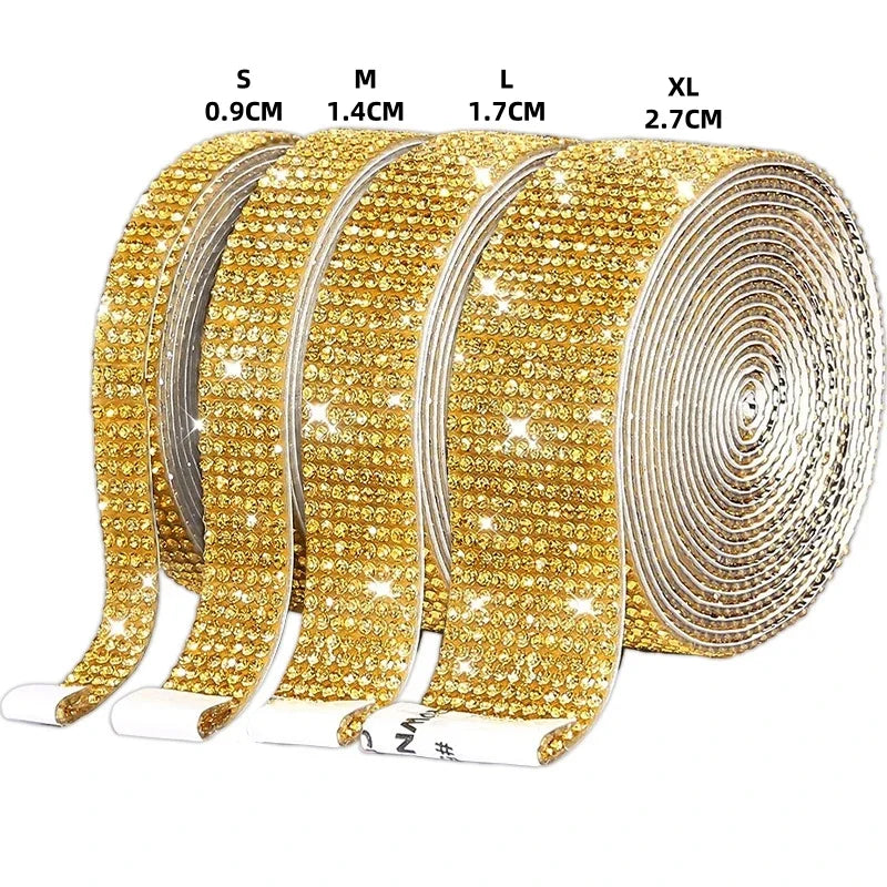 1 Yard Self Adhesive Crystal Rhinestone Sticker Diamond Ribbon DIY Sticker Rhinestones Arts Crafts Tape Car Phone Decoration