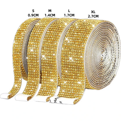 1 Yard Self Adhesive Crystal Rhinestone Sticker Diamond Ribbon DIY Sticker Rhinestones Arts Crafts Tape Car Phone Decoration