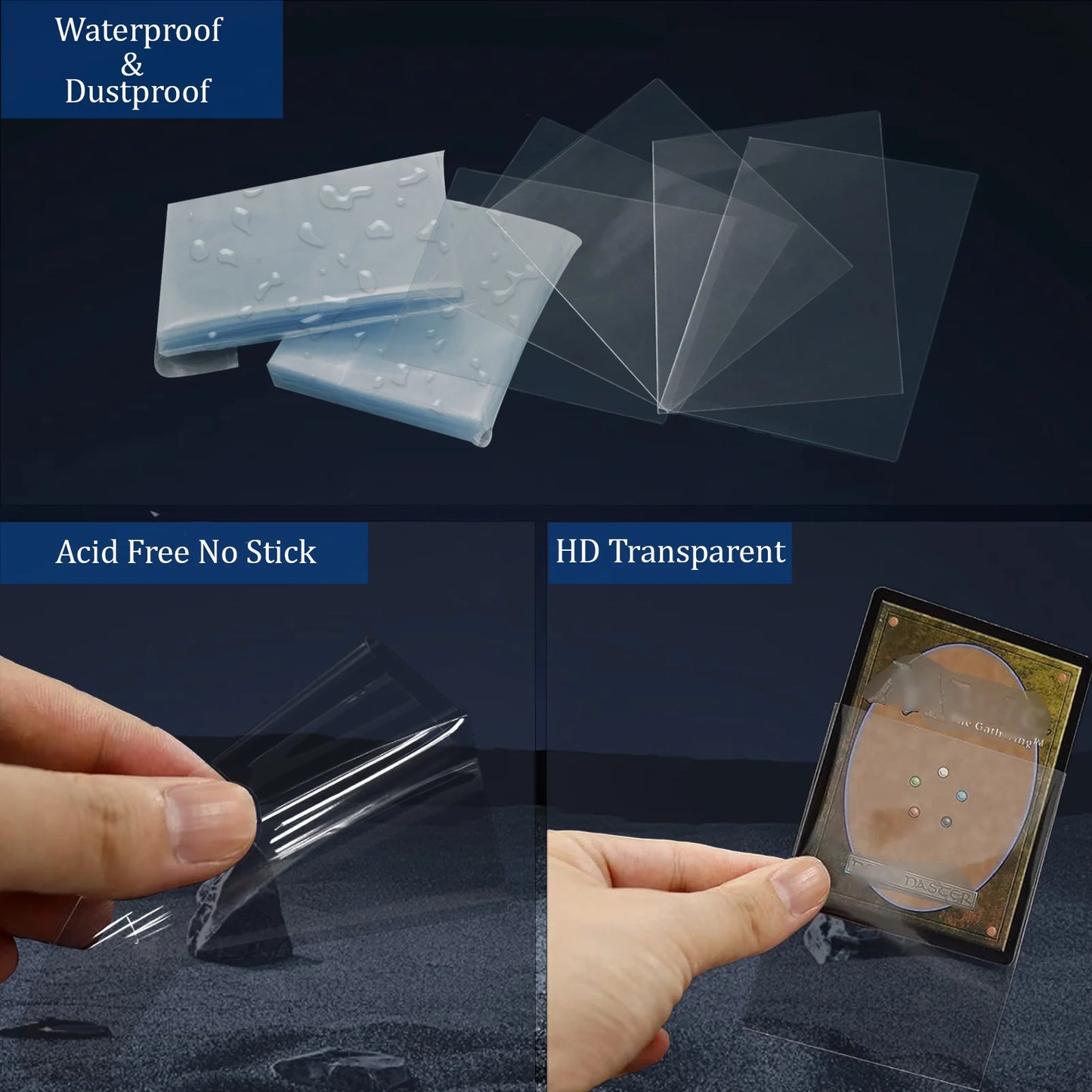 200PCS Transparent Standard Size Inner Card Sleeves Perfect for Double-sleeving, 64X89MM TCG Card Sleeves Card Protector for MTG