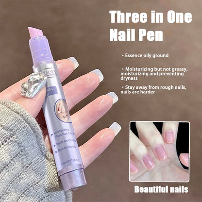3-in-1 Nail Care Oil Essence Pen, a Transparent, Quick-Drying Nourishing Essence That Strengthens and Prevents Breakage, Deeply Nourishes the Nail Bed, Prevents Hangnails, Repairs Cuticles, Removes Dead Skin, Moisturizes and