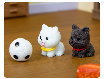 12/14pcs Cute Simulation Dog Puppy Animal Decoration Resin Craft Miniature Figure for Bonsai Microlandscape Fairy Garden Decor