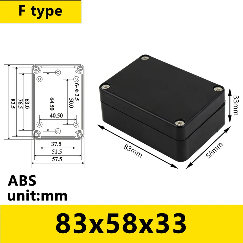 Black Outdoor Waterproof Enclosure Plastic Box Electronic Project Instrument Case Electrical Project Box Junction Box Housing