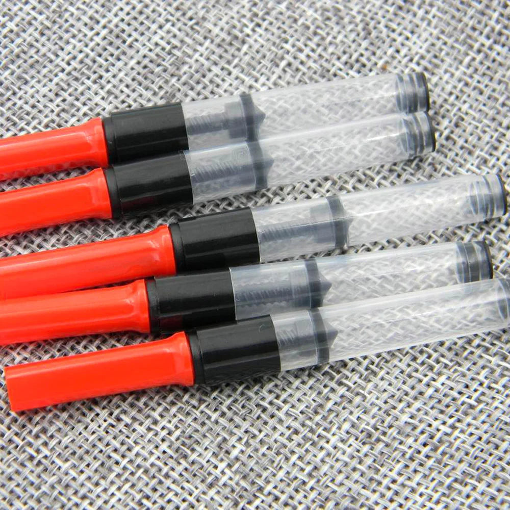 5pcs red Fountain Pen Ink Converter Cartridges 3.4mm Hot Sale Pen Refill Stationery Office School Supplies
