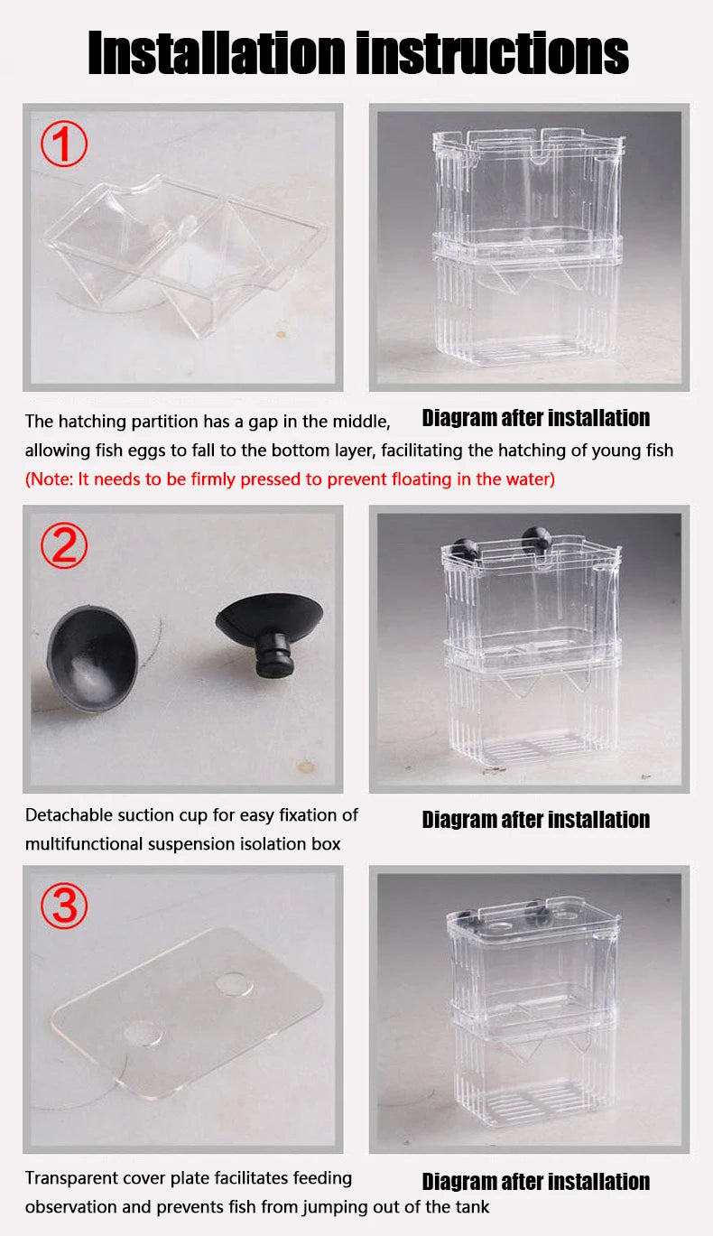 Multifunctional Fish Aquarium Fish Breeding Isolation Box High Clear Aquarium Breeder FishTank Double Guppies Hatching Incubator