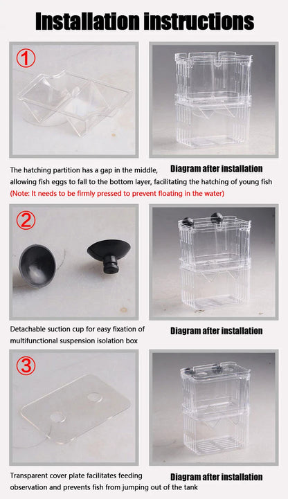 Multifunctional Fish Aquarium Fish Breeding Isolation Box High Clear Aquarium Breeder FishTank Double Guppies Hatching Incubator