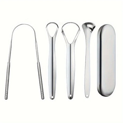 Adult Tongue Scraper Set Stainless Steel Spoon shaped tongue scraper, Reduces Bad Breath,Easy to Use,Oral Hygiene Tongue Cleaner
