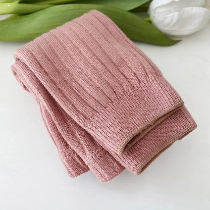 Basic Ribbed Sweater and Tights Set for Toddler Girls 1-6Y – Comfortable Cotton Top & Footless Leggings, Everyday Kids Outfit