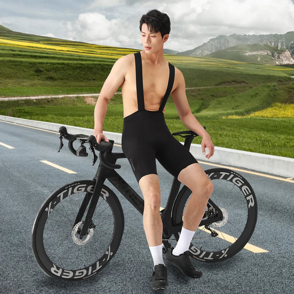 X-TIGER Men's Cycling Bib Shorts 120 Density Gel Cushion Mountain Road Bike Cycling Shorts Outdoor Casual Sports Bib Shorts