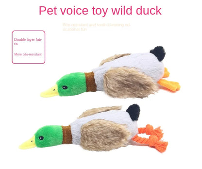 Dog Chew Toys Cute Plush Duck Sound Toy Stuffed Squeaky Animal Squeak Dog Toy Cleaning Tooth Dog Chew Rope Toys