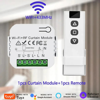 Tuya Wifi Smart Curtain Switch Controllers Blind Rolling Shutter RF 433MHz Smart Life APP Remote Voice Control Alexa Google Home