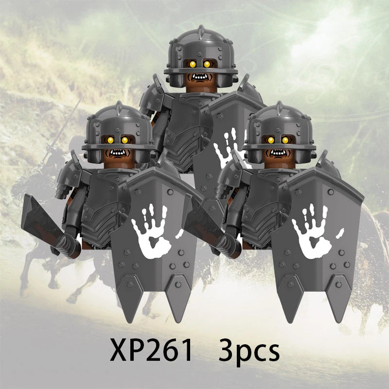 3pcs Lord Rings Elves Orcs Army Dwarf Rohan Mini Action Toy Figures Building Blocks Assembly Toys for Kids Birthday Gift