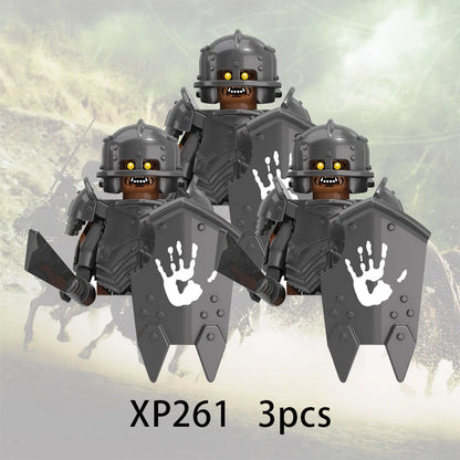 3pcs Lord Rings Elves Orcs Army Dwarf Rohan Mini Action Toy Figures Building Blocks Assembly Toys for Kids Birthday Gift