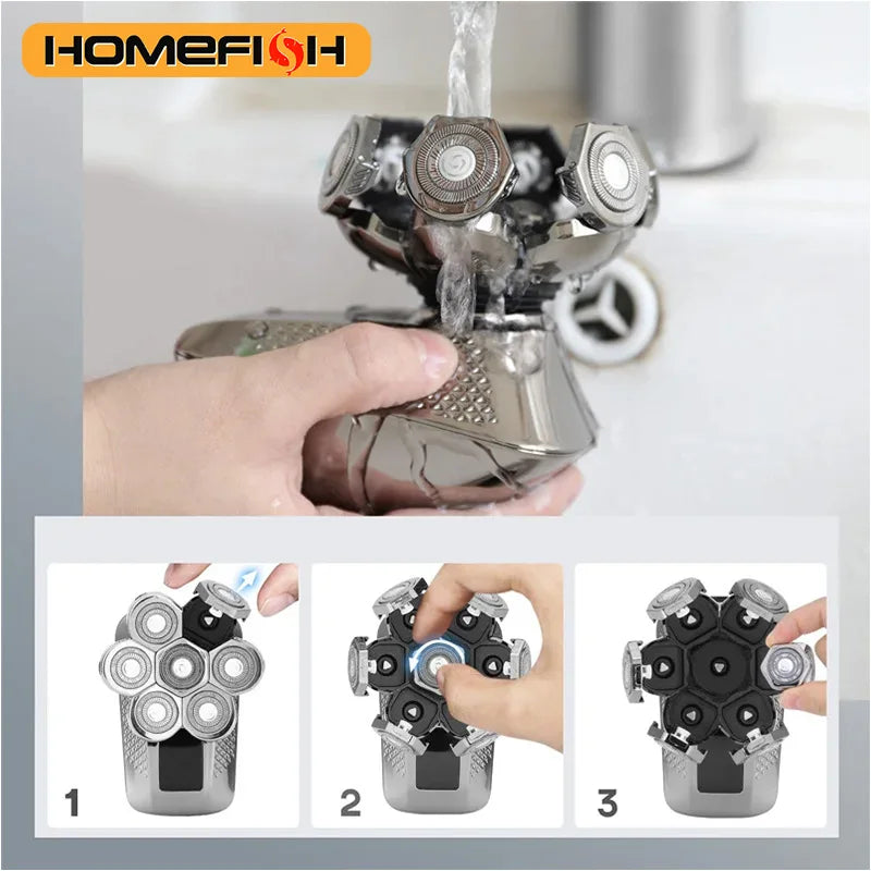 HOMEFISH Mens 7 Blade Razor Replacement Shaving Heads Floating Washable Electric 7D Shavers Trimmers Kit Cutter Blades
