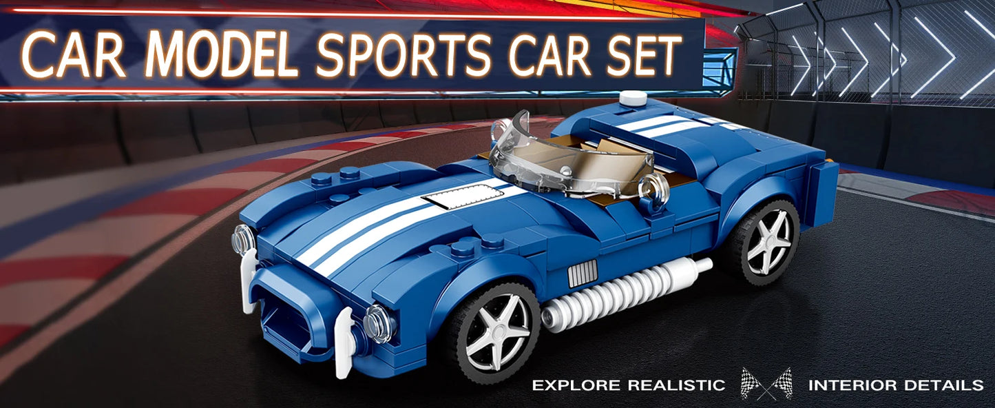 312PCS Blue Sport Car Building Block Set Creative City Vehicle Diy Car Model Bricks Desktop Display Puzzle Toys Holiday Gifts