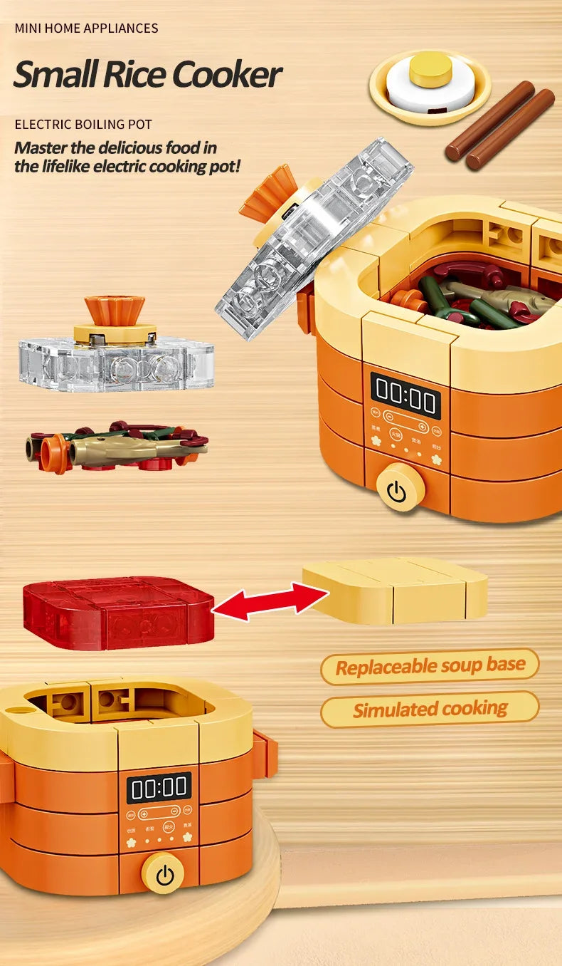 Pretend Play Home Appliance Building Blocks Kids Toys Birthday and Holiday Gift Mini Appliances Set Including Fan Computer Stove