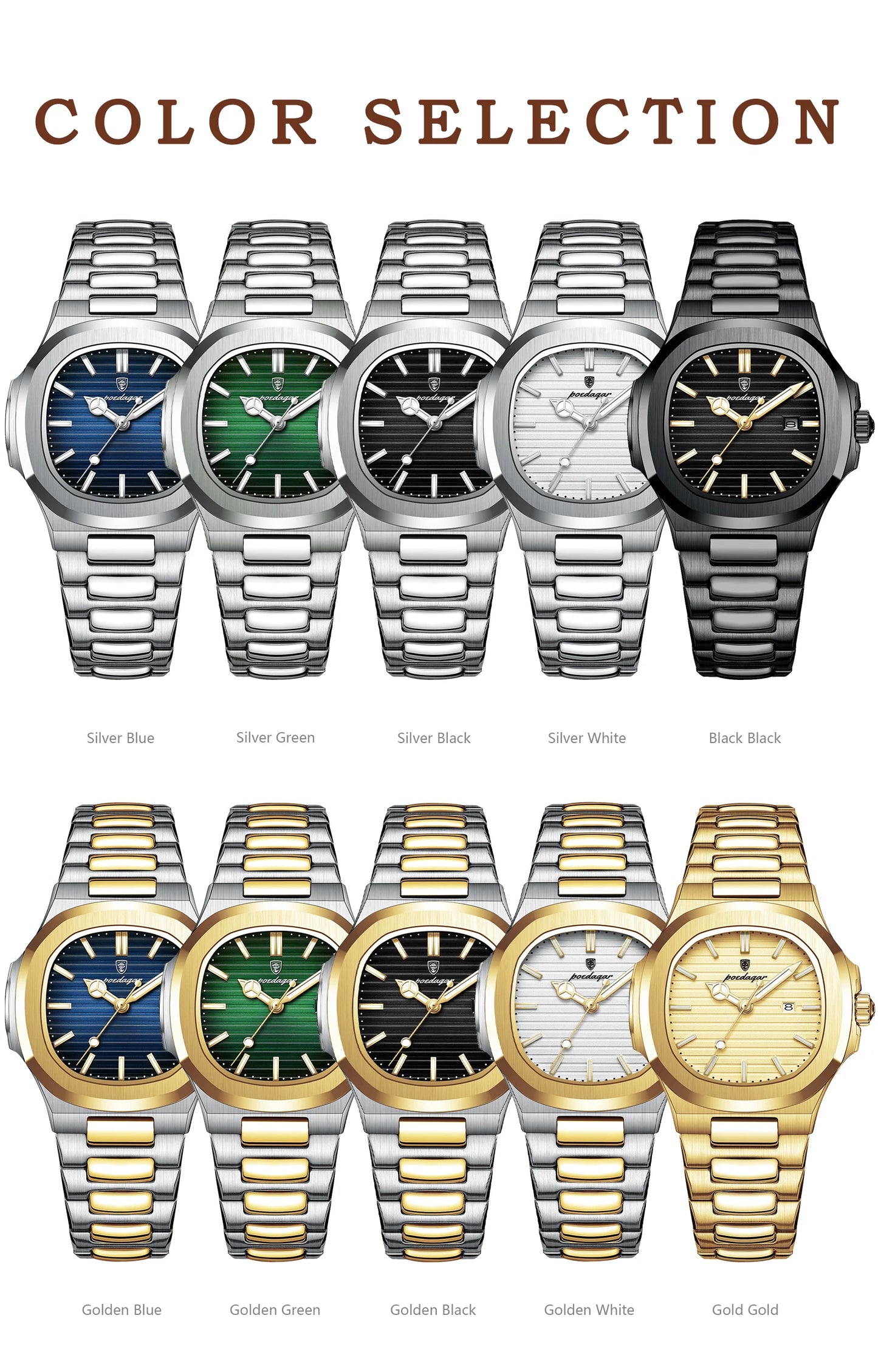 POEDAGAR Trendy Women’s Wristwatch Stainless Steel Date Quartz Ladies Watch Waterproof Luminous Original Watches For Woman Reloj