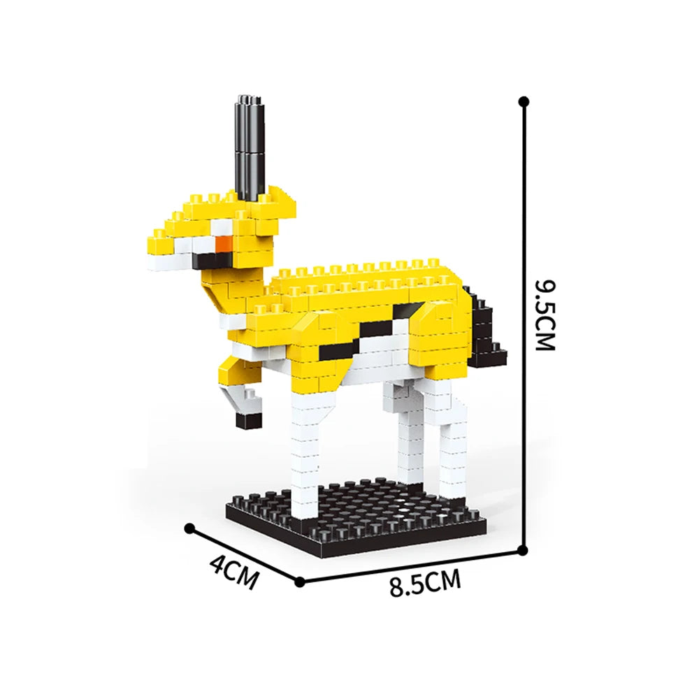 KNEW BUILT Alpacas Elk Giraffes Tiny Animals Micro Mini Building Blocks Toy-Easy Assembly,Educational Gift for Kids' DIY Decor