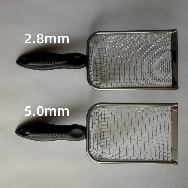 Cat Litter Shovel Stainless Steel Reptile Sand Substrate Shovel Clean Up Feces Fine Mesh Sifter For Bedding Cat Litter Scoop