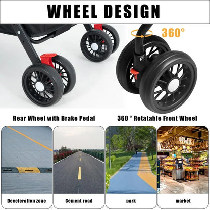 Pet Stroller Dogs Cats Teddy Bear Baby Stroller Small Pet Stroller Light and Foldable Suitable Outdoor Travel Dog Cat Supplies