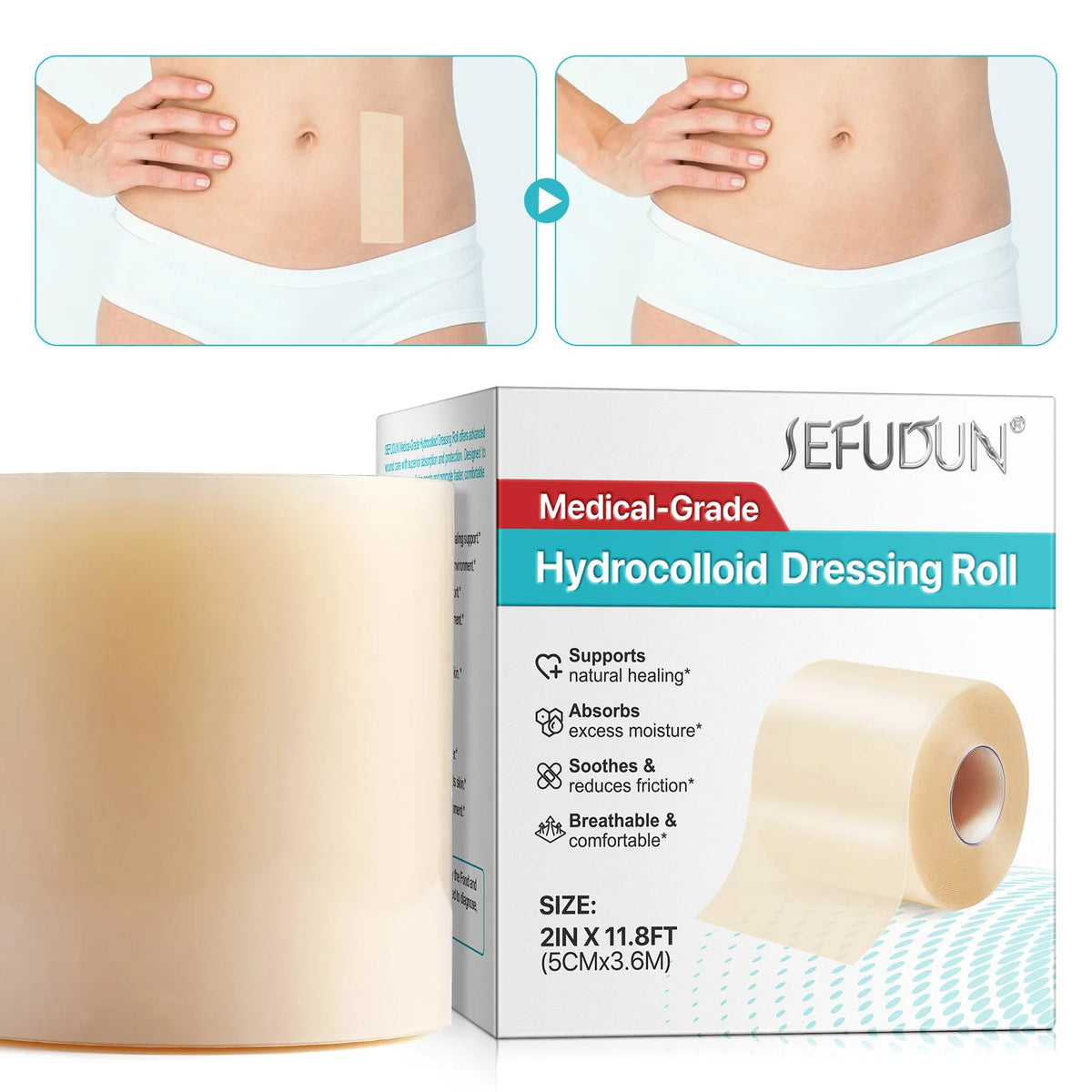 1 Roll Hydrocolloid Band Aid Dressings For Effective Wound Care Extra Thin Soft Waterproof Self-Adhesive Scar Cover Tape