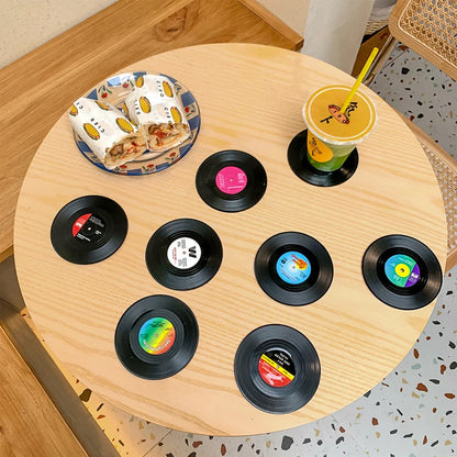 New 6/4/2PCS Retro Vinyl Record Cup Coaster Anti-slip Coffee Coasters Heat Resistant Music Drink Mug Mat Table Placemat Decor