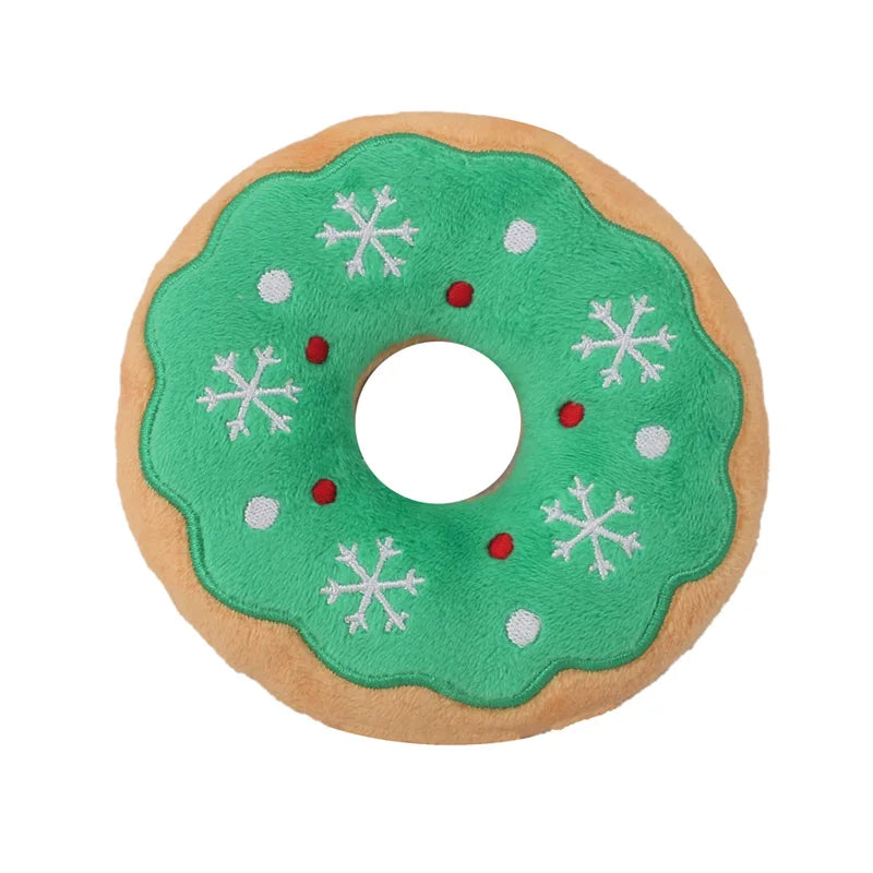 Pet Dog Plush Noise Chewing Toy Santa Elk Gingerbread Man Donut Cat Dog Christmas Series Cartoon Dog Toy Plush Squeak Pet Toy