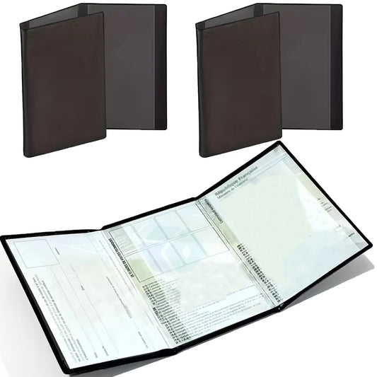 1/2-Pack Vehicle Registration & Insurance Card Holder - Transparent Plastic Document Sleeve for Car/Motorcycle Papers (Black)