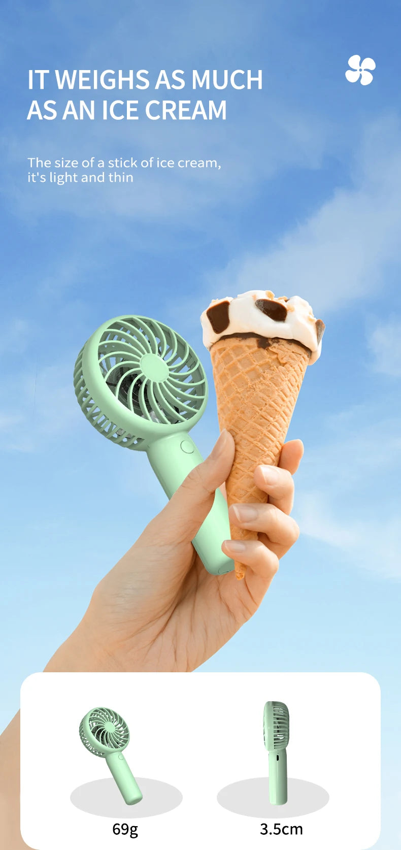 1200mAh Mini Portable FansHandheld USB Rechargeable Quiet Handheld FanAir cooler Outdoor Travel Hand Fans ventilation Fan