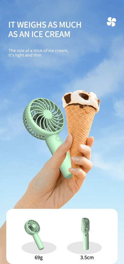 1200mAh Mini Portable FansHandheld USB Rechargeable Quiet Handheld FanAir cooler Outdoor Travel Hand Fans ventilation Fan