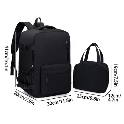2-Piece 40×30×20cm 180 °   Full Opening Backpack Set, Large Carry-On with Tote Bag for Travel, Business, School & Daily Commuting