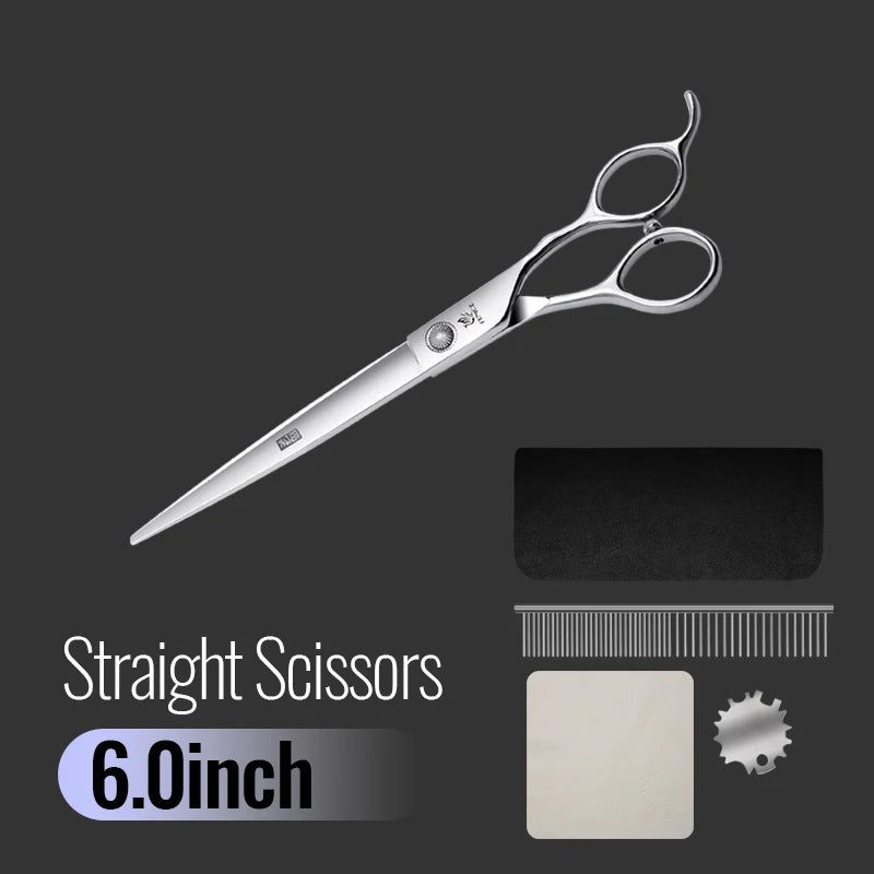 Fenice 6//6.5/7/7.5 Inch Professional Pet Dogs Grooming Scissors Set Straight&Curved &Thinner&Chunker Shear Scissors