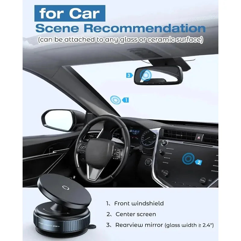 360°Adjustable Suction Cup Phone Mount Magnetic Car Phone Holder Vacuum Suction for Gym/Mirror/Smooth Surface For All Smartphone
