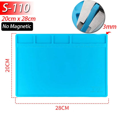 Soldering Station Mat Silicone Work Mat Heat Resistant 932°F Anti-Static Magnetic Mat for Electronic Phone Laptop Watch Repair