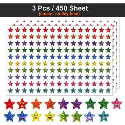 450-3000 Sheet Happy Face Stars Reward Sign Stickers Pack DIY Skateboard Suitcase Stationery Decals Decor Phone Laptop Gift Toys