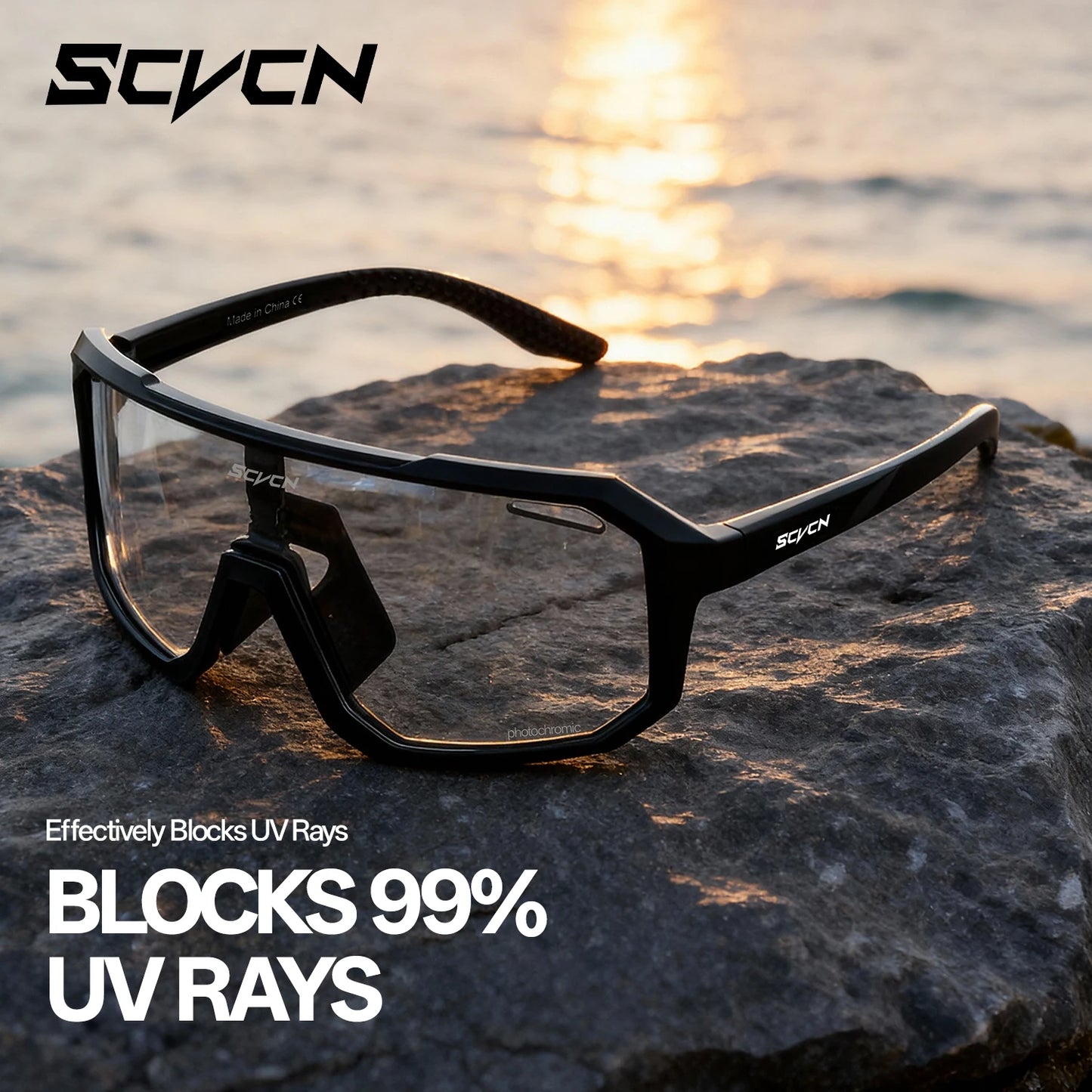 SCVCN New Riding Cycling Sunglasses Outdoor Sports Running Goggles Men's Mtb Bicycle Glasses Women Cycling Eyewear 1 Lens