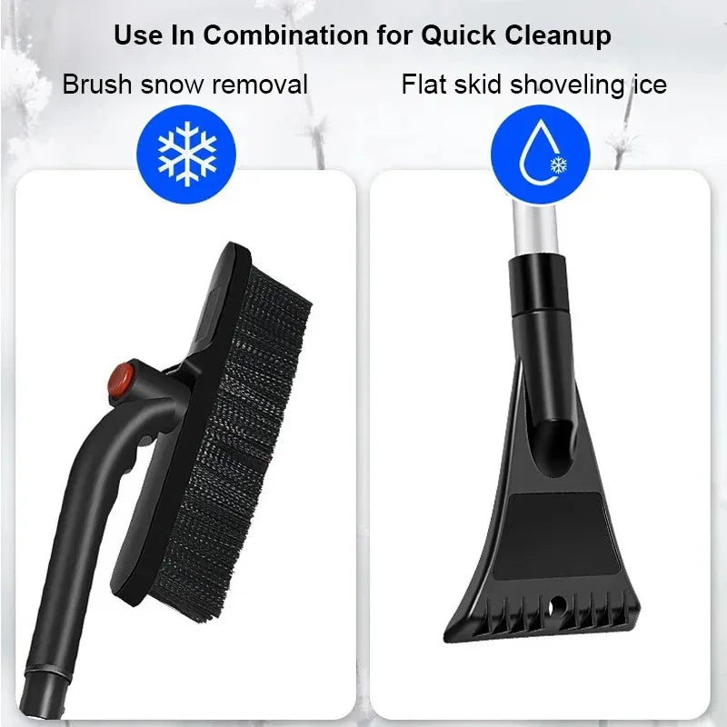 Winter Car Cleaner Extendable Snow Shovel Ice Scraper Brush Detachable Windshield Tool