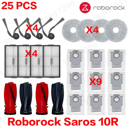 Roborock Saros 10R Spare Parts Main Side Brush Hepa Filter Mop Cloth Dust Bag Accessories Robot Vacuums Kit