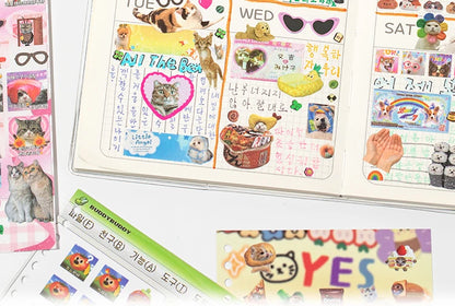 Cute Pets Theme Sticker Book 30 Sheets/Bag with Ring Binding for Scrapbooking DIY Collage Material Background Decoration