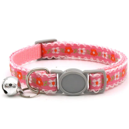Hand Knitting Flower Pet Collar With Bell Colorful Retro Style Cat Collar Adjustable Safety Necklace For Puppy Cat Accessories