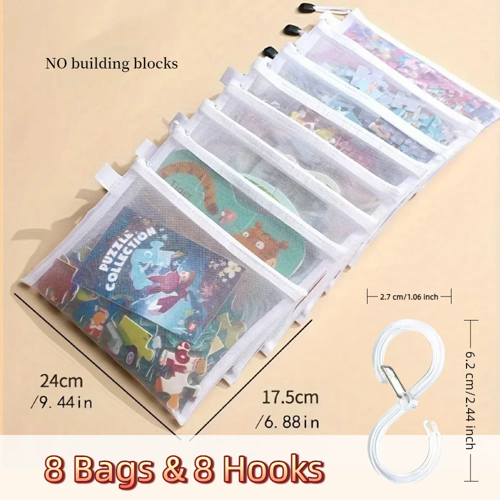 8pcs Zipper Mesh Bags, 3 Sizes, Zipper Mesh Bags, Waterproof Clear Travel Bags, Office Supplies Document Bags With Zipper