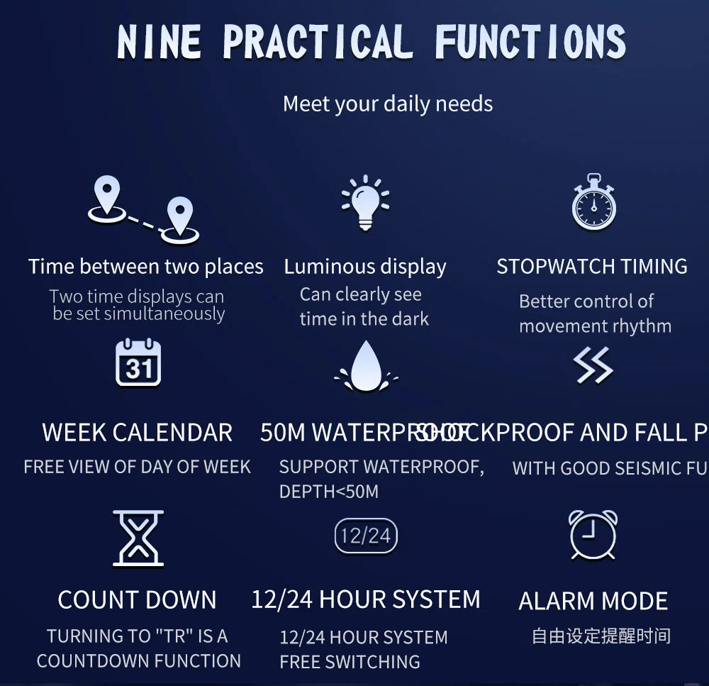 SANDA Luxury G Style Men's Electronic Watch Outdoor Sports LED Analog Digital Chronograph Military Dual Display 50M Waterproof