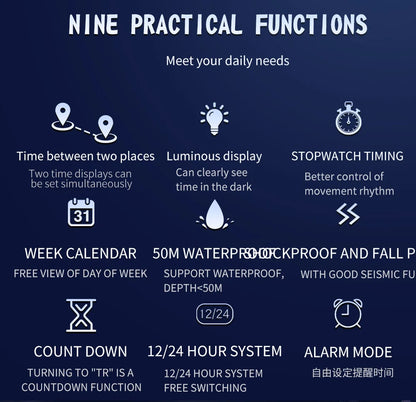 SANDA Luxury G Style Men's Electronic Watch Outdoor Sports LED Analog Digital Chronograph Military Dual Display 50M Waterproof