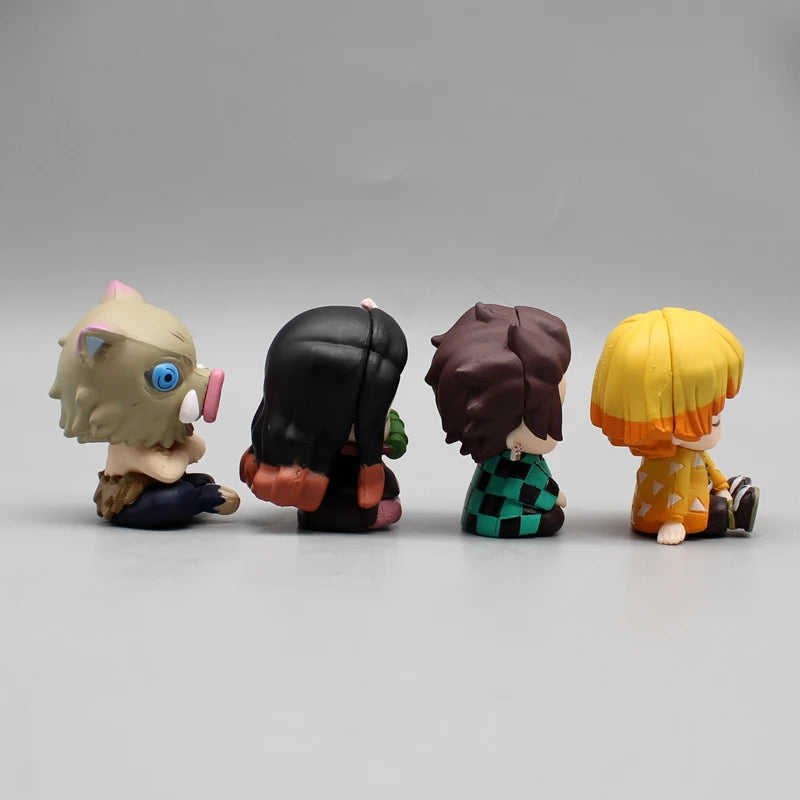 4pcs Demo Slayer Gk Kamado Tanjirou Kamado Nezuko Q Edition Shoulder To Shoulder Sleep Desktop Decoration Model Children ToyGift